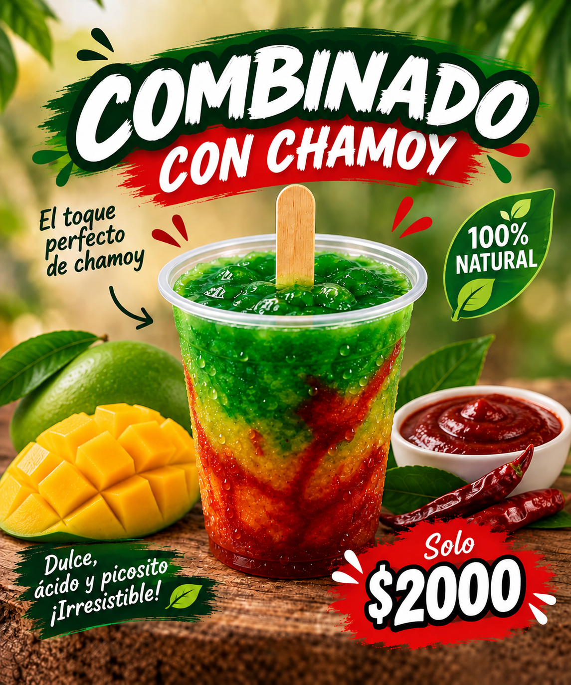 Helado combinado con Chamoy