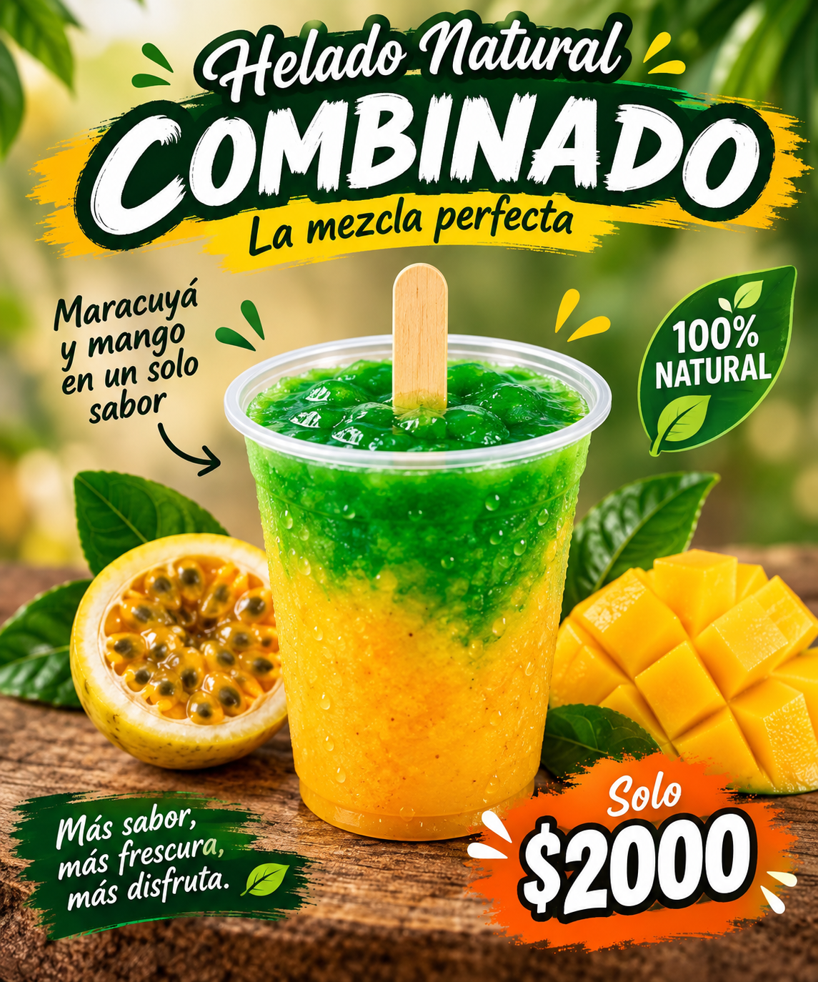 Helado combinado de Mangobiche y Maracumango